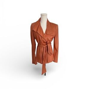 Elie Tahari Women's Rust Leather Belted Jacket